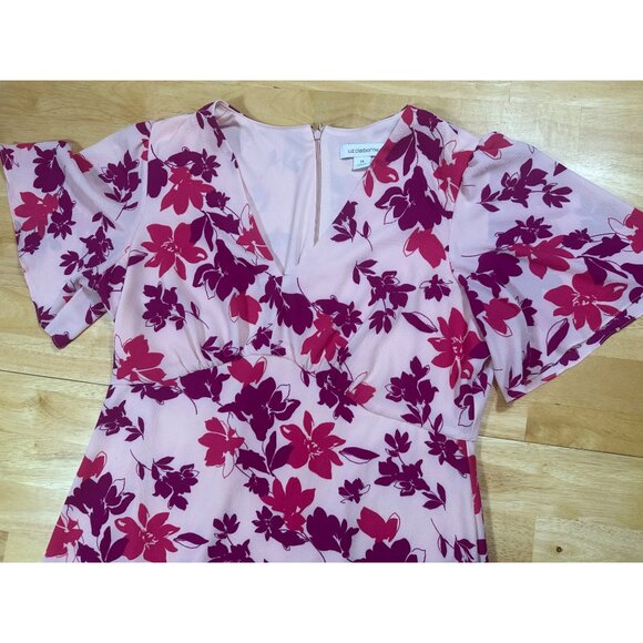 Liz Clairbone Floral Midi Trumpet Dress Pink Size 14 - Picture 3 of 6